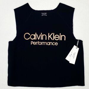 CALVIN KLEIN PERFORMANCE Womens Size S Black Athletic Crop Top Activewear Gym